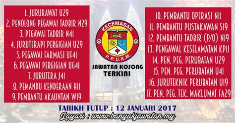 Universiti kebangsaan malaysia medical center (ukmmc) (малайский : Jawatan Kosong di Pusat Perubatan Universiti Kebangsaan ...