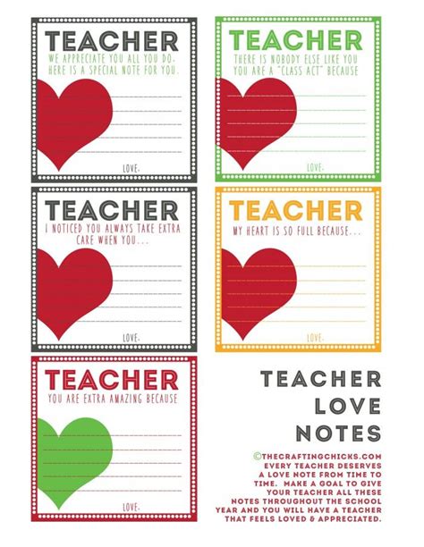 Teacher Love Notes And Back To School Printables School Teacher Ts