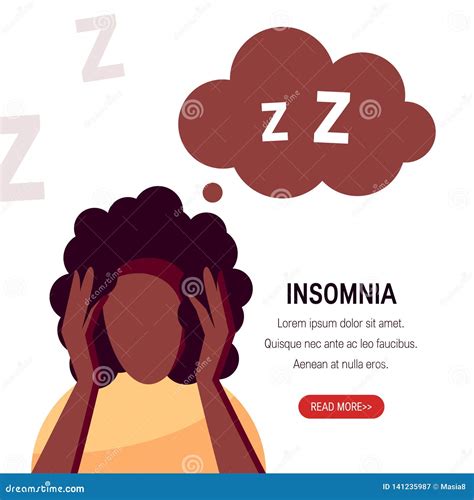 Insomnia Vector Concept In Simple Flat Style Stock Vector