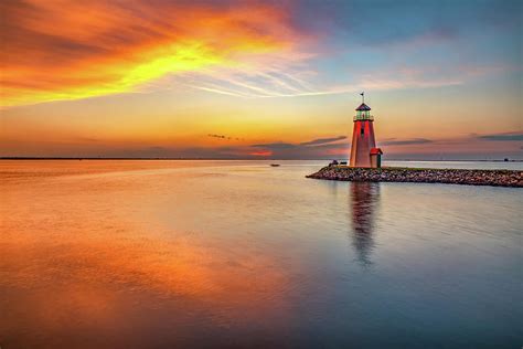 Lake Hefner Lighthouse At East Wharf Oklahoma City Sunset Photograph