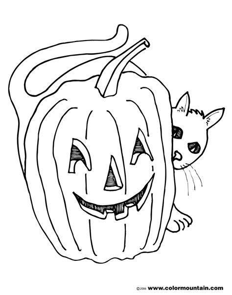 Ghosts, cobweb, pumpkins, spider web, witch hat, spell book, vampire. Cat With Pumpkin Coloring Pages