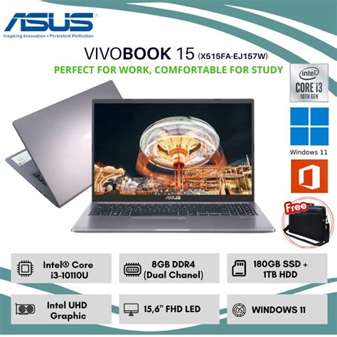 Jual Laptop Asus Vivobook X515fa Ej157w Core I3 10110u8gb180gb Ssd