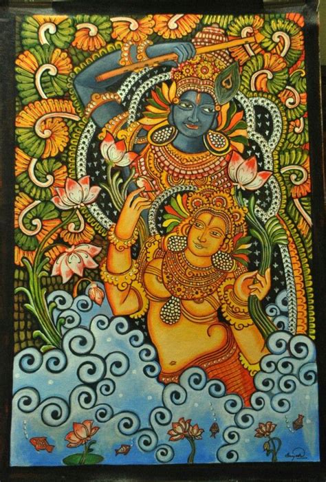 Radha Krishna A Kerala Mural Painting By Sreejesh Kerala Mural Painting