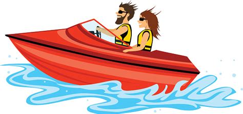 erkek ve kadın sürat teknesi renkli izole vektör Çizim sürüş Çift stok vektör sanatı and sürat