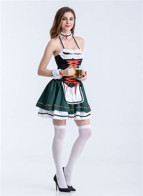 on sale adult sexy german beer girl maid costume green bavarian sexy cosplay halloween costume