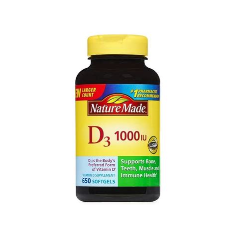 Nature Made Vitamin D3 25 Mcg 650 Softgels
