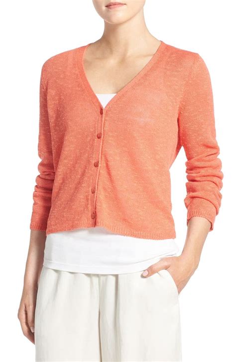 Eileen Fisher Organic Linen And Cotton V Neck Cardigan Nordstrom
