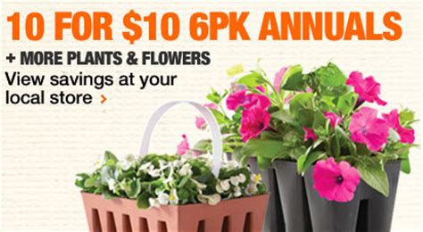 Update your kitchen with new appliances like dishwashers, microwaves and more from top name brands. *HOT* 10 for $10 6-Pack Annual Flowers at Home Depot