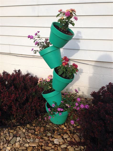 Stacked Pots Rebar Planter Pots Outdoor Ideas Flowers Pins Royal