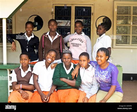 Group Photo Of Nine Africa School Girlshappy Childrenorphans In
