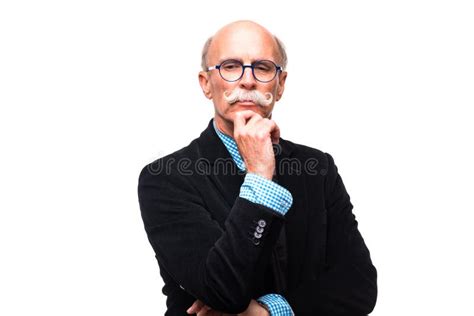 Thoughtful Mature Man On White Background Thoughtful Senior Man In