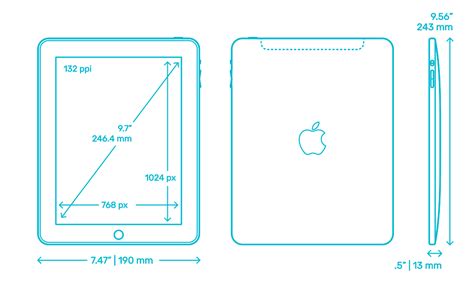 Apple Ipad 1st Gen 2010 Dimensions And Drawings Dimensionsguide