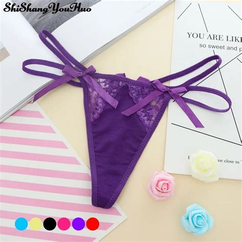 Buy 2019 Sexy Bow Lace Bandage G String Women Thongs