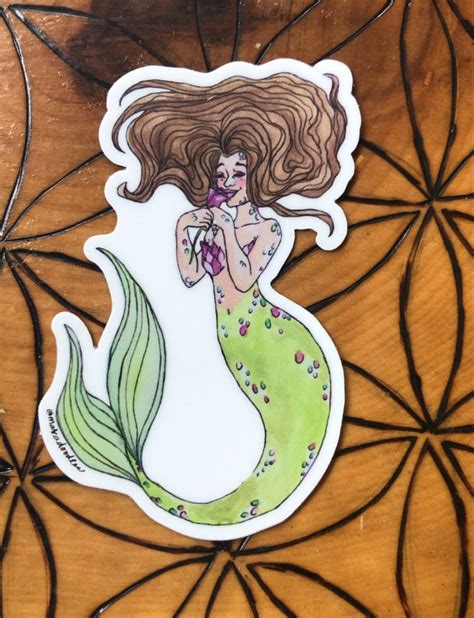 Green Mermaid Sticker Vinyl Stickers Mermaid Stickers Etsy