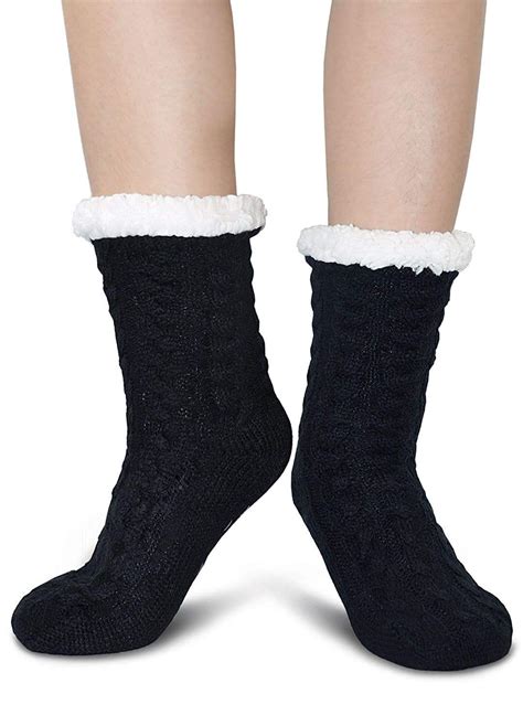 Clothing Socks Womens Fuzzy Slipper Socks Soft Winter Warm Thick Socks With Gripper Non Slip