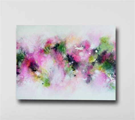 Pink And Green Abstract Canvas Print Giclee Print Large Abstract Wall