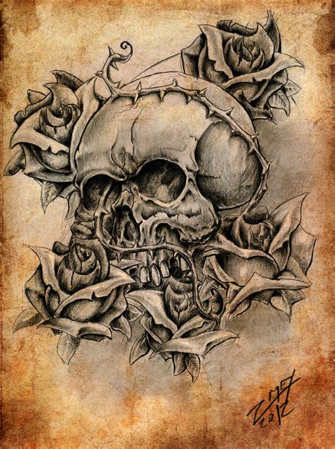 Skull And Roses By Zmeymh On Deviantart