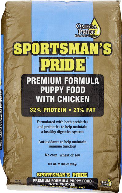 Omega 3 fatty acids for optimum skin and coat. Sportsman's Pride Premium 32/21 Formula Puppy Food vs ...