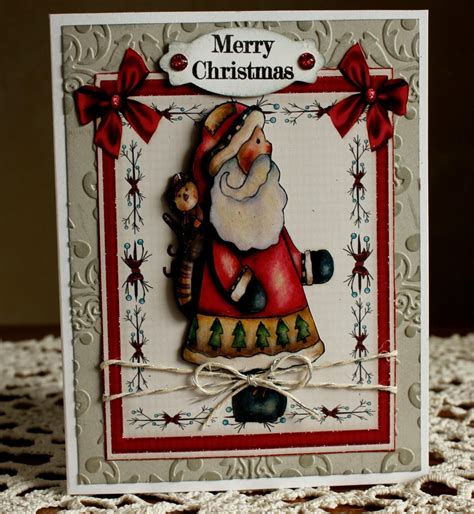Diy Card Kit Primitive Santa Card Kit Christmas Santa Card Etsy