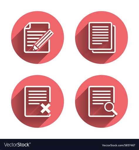 Document Icons Search Delete And Edit File Vector Image