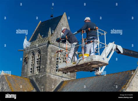 Ste Mere Eglise Normandy Workers Prepare For The 70th Anniversary