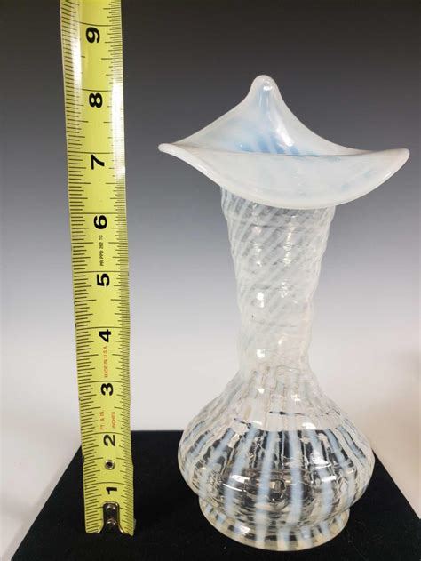Victorian Opalescent Art Glass Jack In The Pulpit Vase