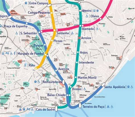 Lisbon metro guide around the city. Lisboa Areeiro Mapa