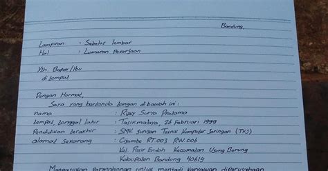 Karya ilmiah mahasiswa antar universitas tahun 2010; Contoh Surat Lamaran Pekerjaan Tulis Tangan Yang Baik Dan ...