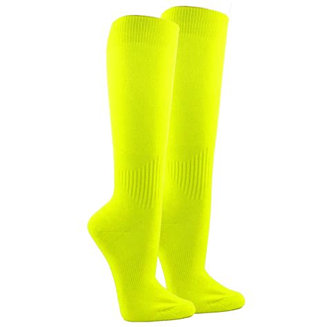 Couver Unisex Polyester Soccer Knee High Sports Athletic Socks Neon Yellow Medium