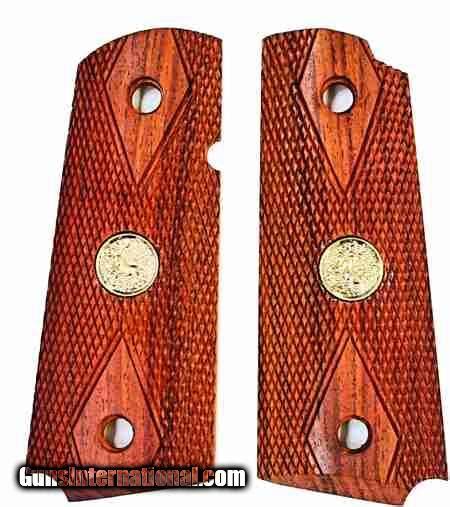 Colt 1911 Officers Model Rosewood Grips With Medallions For Sale