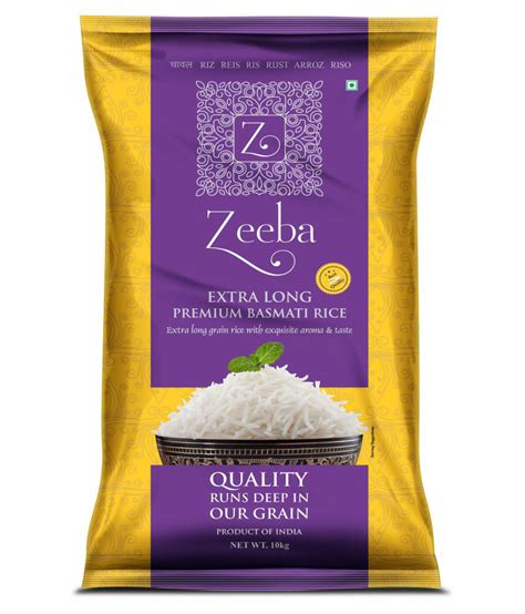 Promoted by famous chef sanjeev kapoor. Zeeba Extra Long Premium Basmati Rice Raw Rice 10 kg: Buy ...