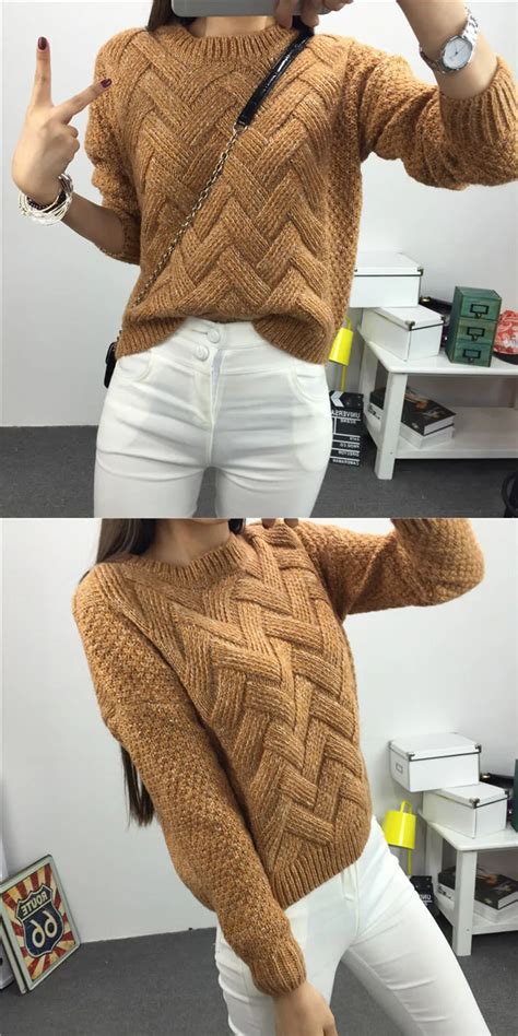 Пуловер для женщин зимний однотонный пуловер с длинным рукавом и