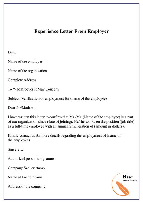 Experience Letter From Employer 01 Best Letter Template