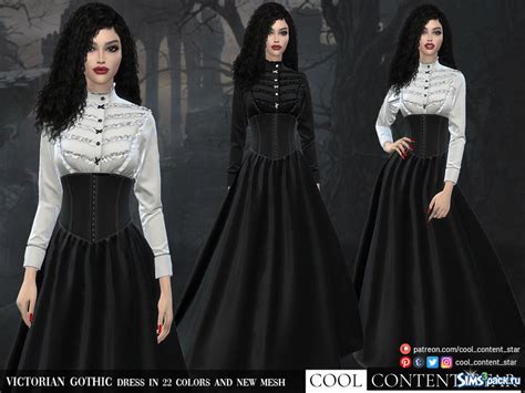 Скачать платье Victorian Gothic от Sims2fanbg для Симс 4