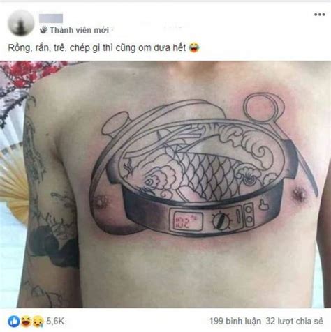 Thực đơn các món ăn của facebook châu hoài anh canh đuôi heo hầm củ sen, rau muống xào, trứng cuộn, thịt xá xíu, cà teo nghệ an, chè bưởi. Khoe hình xăm 'cá chép om dưa', thanh niên bị dân mạng ...