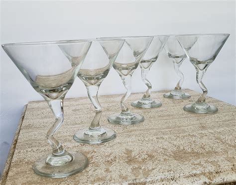 Set Of 6 Vintage Libbey Zig Zag Martini Glasses Z Stem Etsy