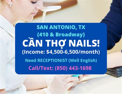 CẦn ThỢ Nails VÀ Receptionist Ở San Antonio Tx Hiring Nail Technician And Receptionist In San