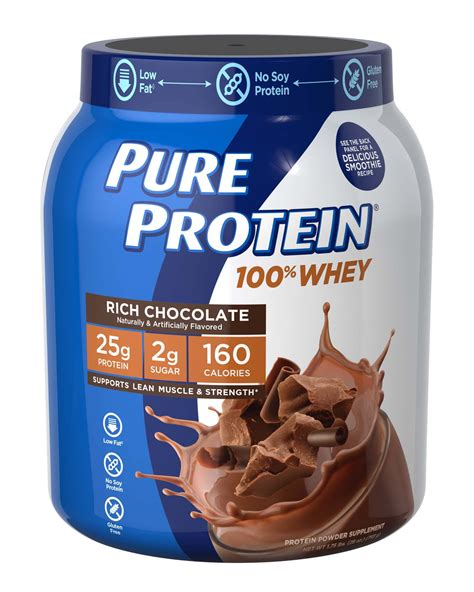 buy pure protein 100 whey protein powder rich chocolate 25g protein 1 75 lb online at lowest