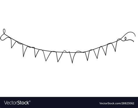 Continuous Line Drawing Buntings Garland Party Vector Image