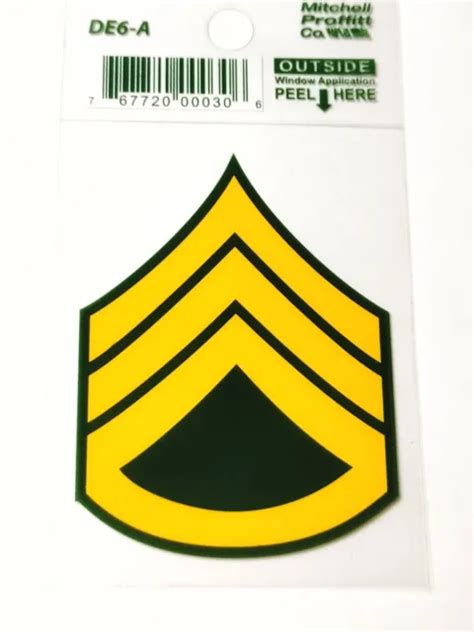 1 Us Army Rank E 6 Staff Sergeant Vinyl Decal Sticker Car Window 225
