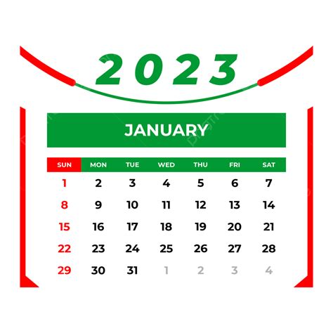 January 2023 Calendar With Ornament January Calendar 2023 Png And