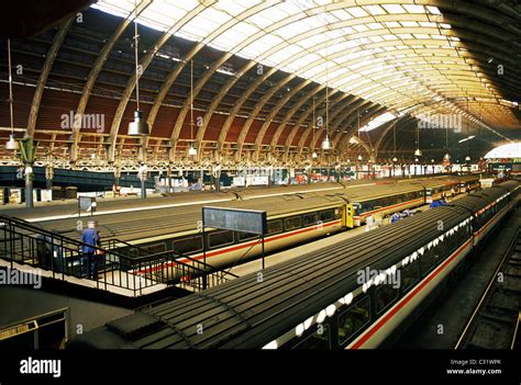 Paddington Railway Station Platforms And Arched Roof London Train