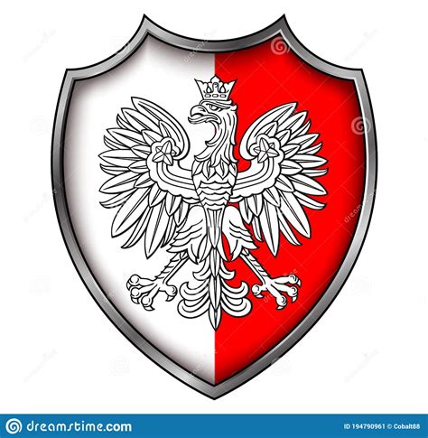 Coat Of Arms Of Poland National 3d Symbol Icon Stock Vector