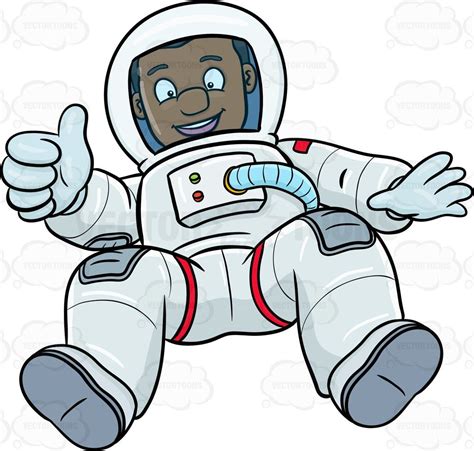 A Black Male Astronaut Happily Drifts In Space Cute Cartoon