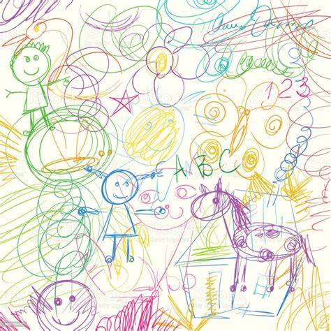 Colored Pencils Scribbles Made By A Little Kid Stock Illustration ...