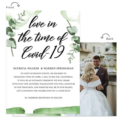 We did not find results for: Greenery love in the time of Covid-19 Elopement Intimate wedding custom announcement cards #556 ...