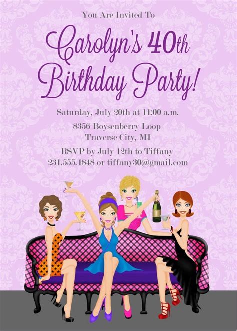 Girls Night Out Birthday Invitation Printable By Announceitfavors