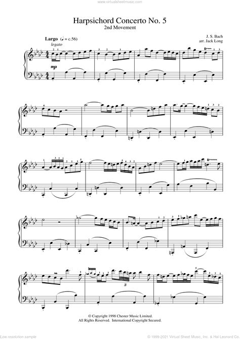 Bach Harpsichord Concerto No 5 Sheet Music For Piano Solo Pdf