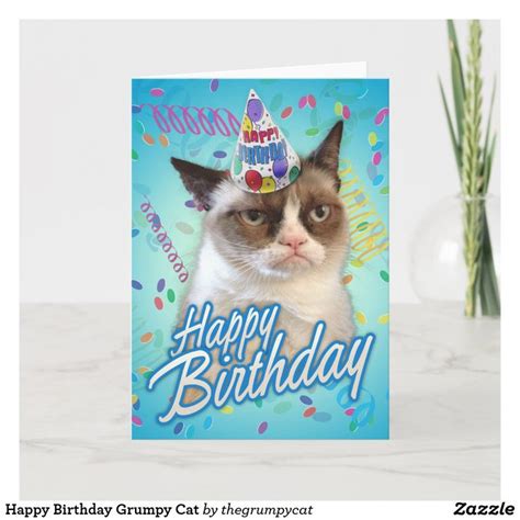 Happy Birthday Grumpy Cat Card Zazzle Com Grumpy Cat Funny Birthday Cards Cat Greeting Cards