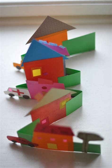 Zig Zag 3 D Paper Houses Kids Can Make A Whole Paper Village Then